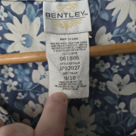 Vtg 90s JR BENTLEY Floral Midi Maxi Dress Sz 9/10 Cottagecore Prairie Homestead - Picture 3 of 12